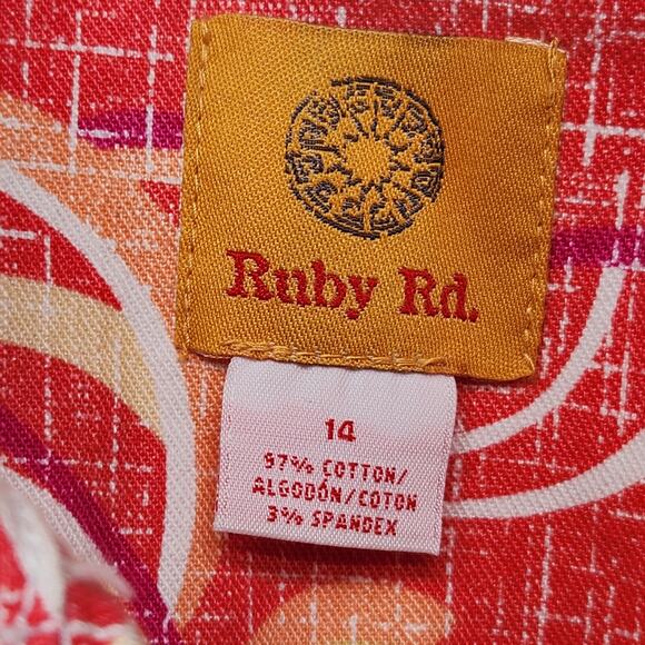 Ruby Rd Coral Orange Swirl Cropped Twill Jacket Women's 14 - Picture 2 of 10